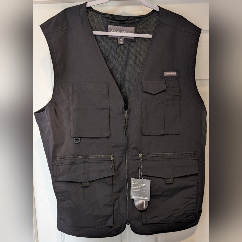 Eddie Bauer NEW $129 Mens Black Atlas Utility Vest Big & Tall XXL Cordura Fabric